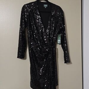 Terra and Sky Black Sequin Dress Size 0X/14W NWT